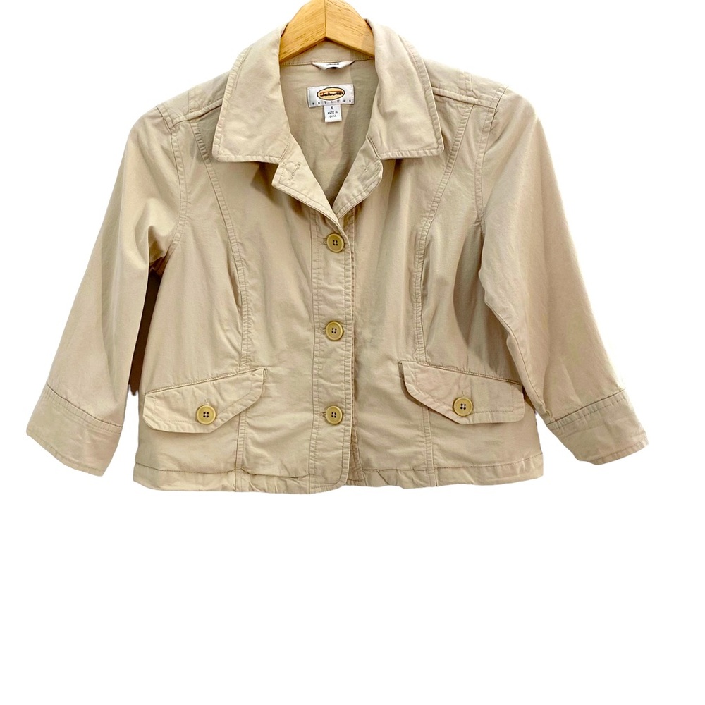 Talbots Petites Beige Button Front Jacket, Petite… - image 1